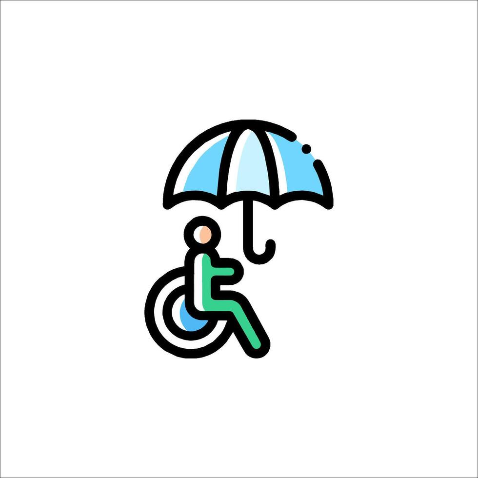A person in a wheelchair with an umbrella vector