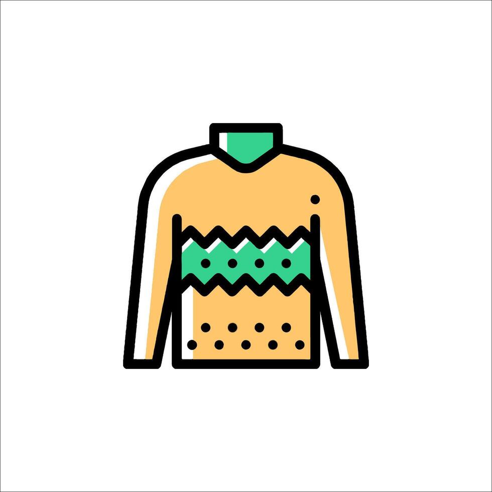 A sweater with a green and yellow design vector