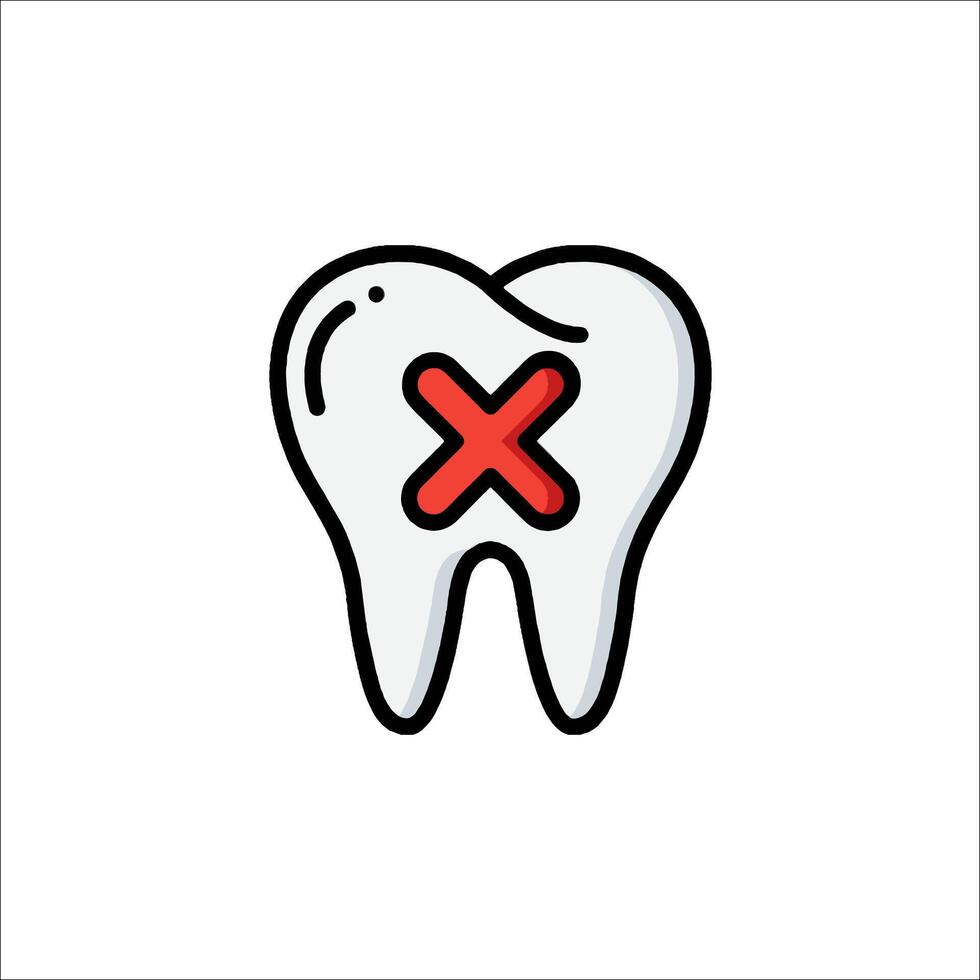 A tooth with an x on it vector
