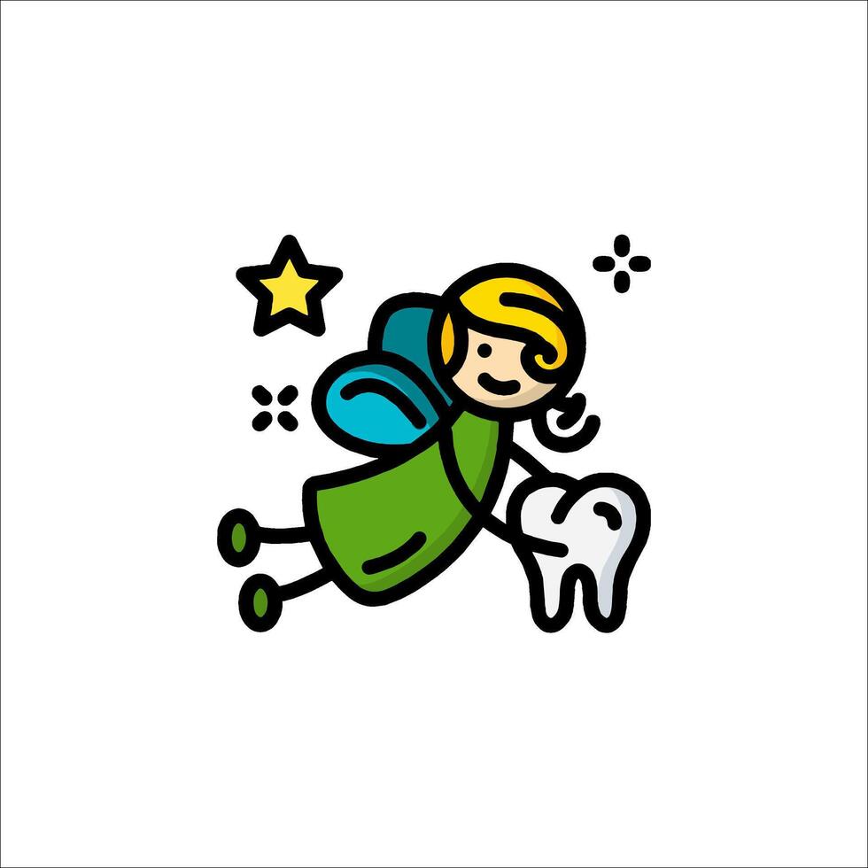 A tooth fairy holding a tooth in her hand vector