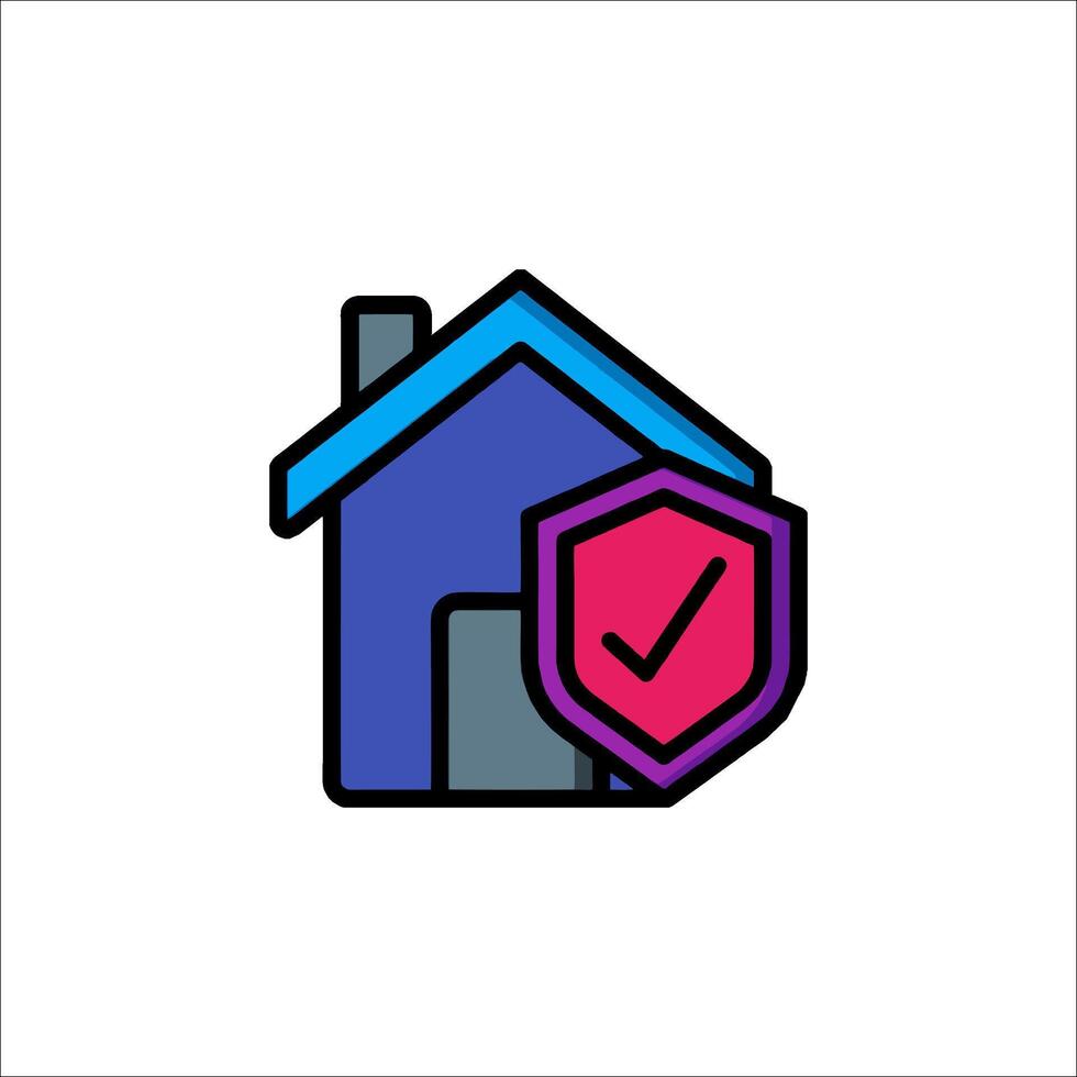 A house with a shield and check mark vector