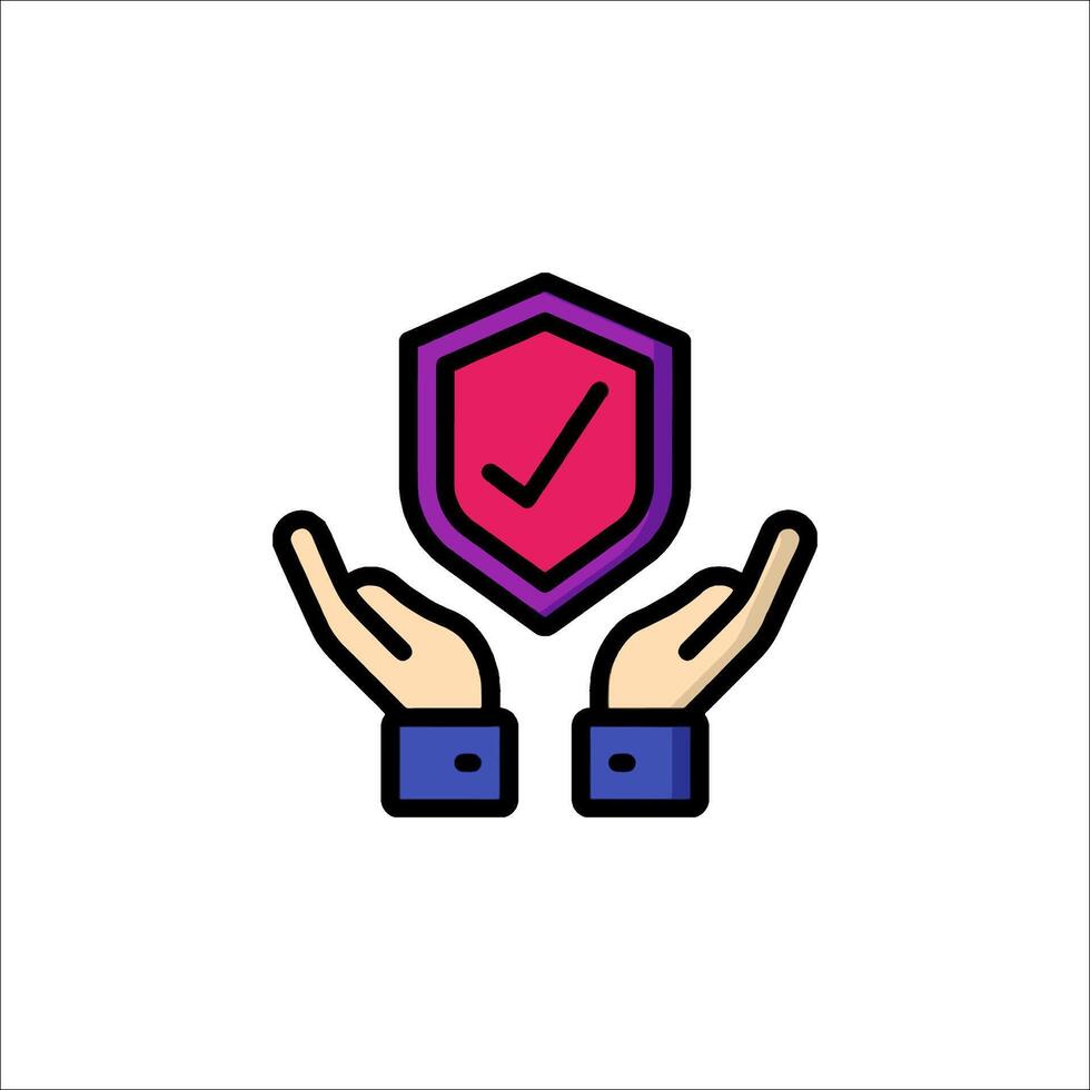 Two hands holding a shield icon vector