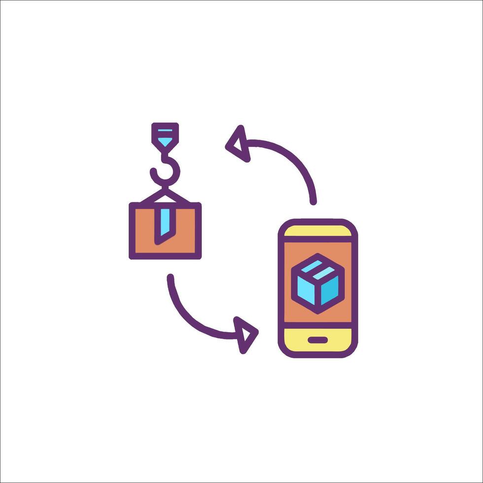 A smartphone with a box on it and a box on it vector