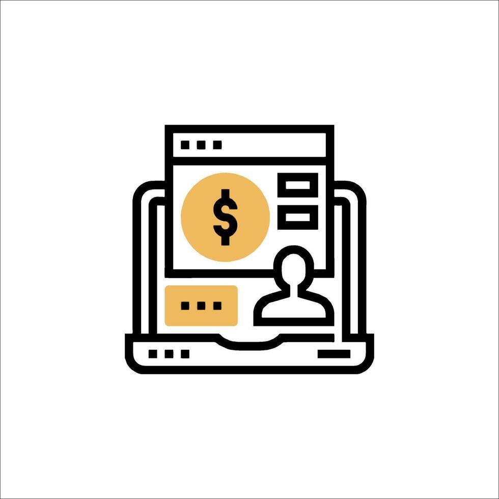 A line icon of a person with a dollar sign vector
