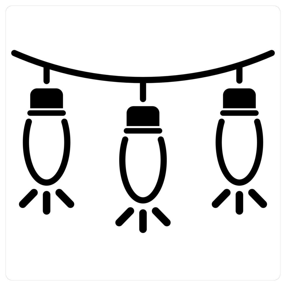 Fairy Lights icon concept in black duo line color vector