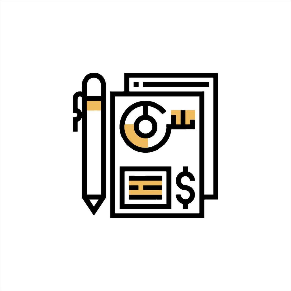 A pen and paper icon with a dollar sign vector