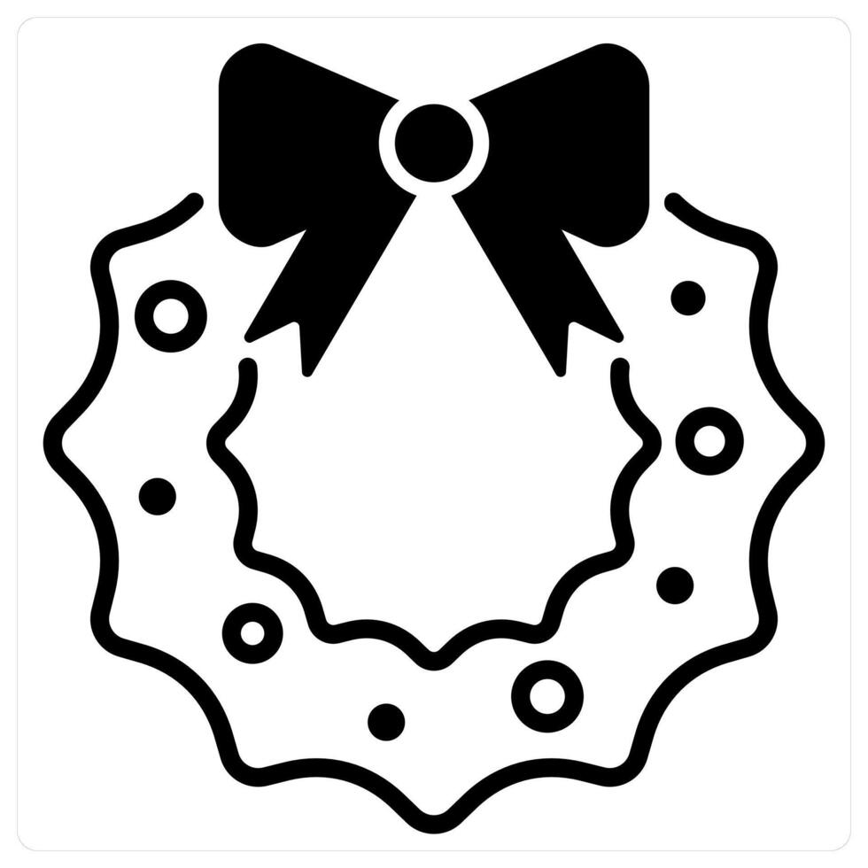 Wreath icon concept in black duo line color vector