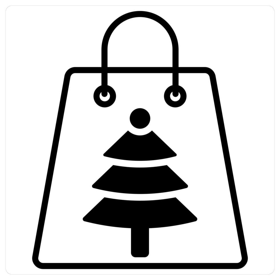 Christmas Shopping icon concept in black duo line color vector