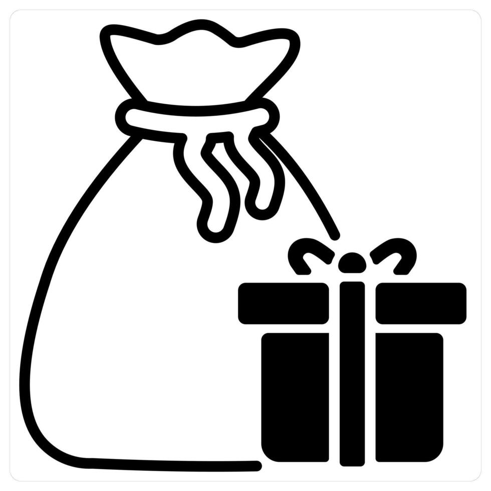 Santa Bag icon concept in black duo line color vector