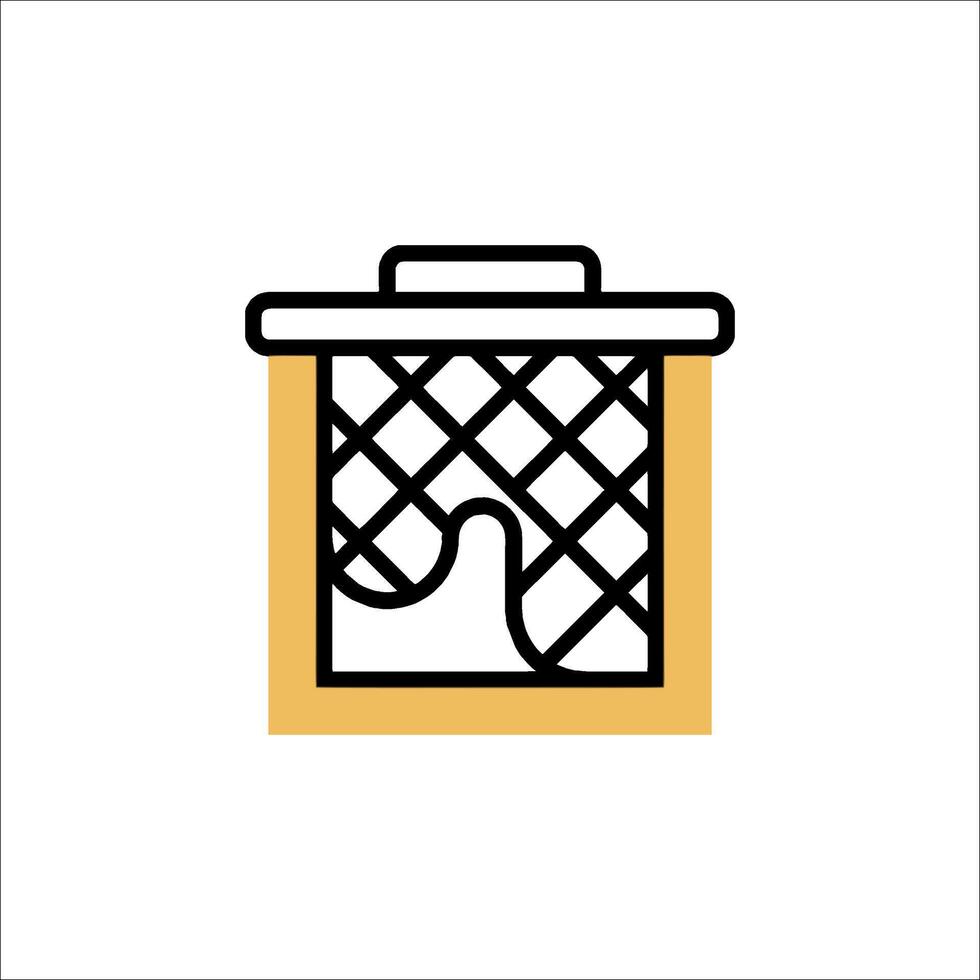 A black and white icon of a trash can vector