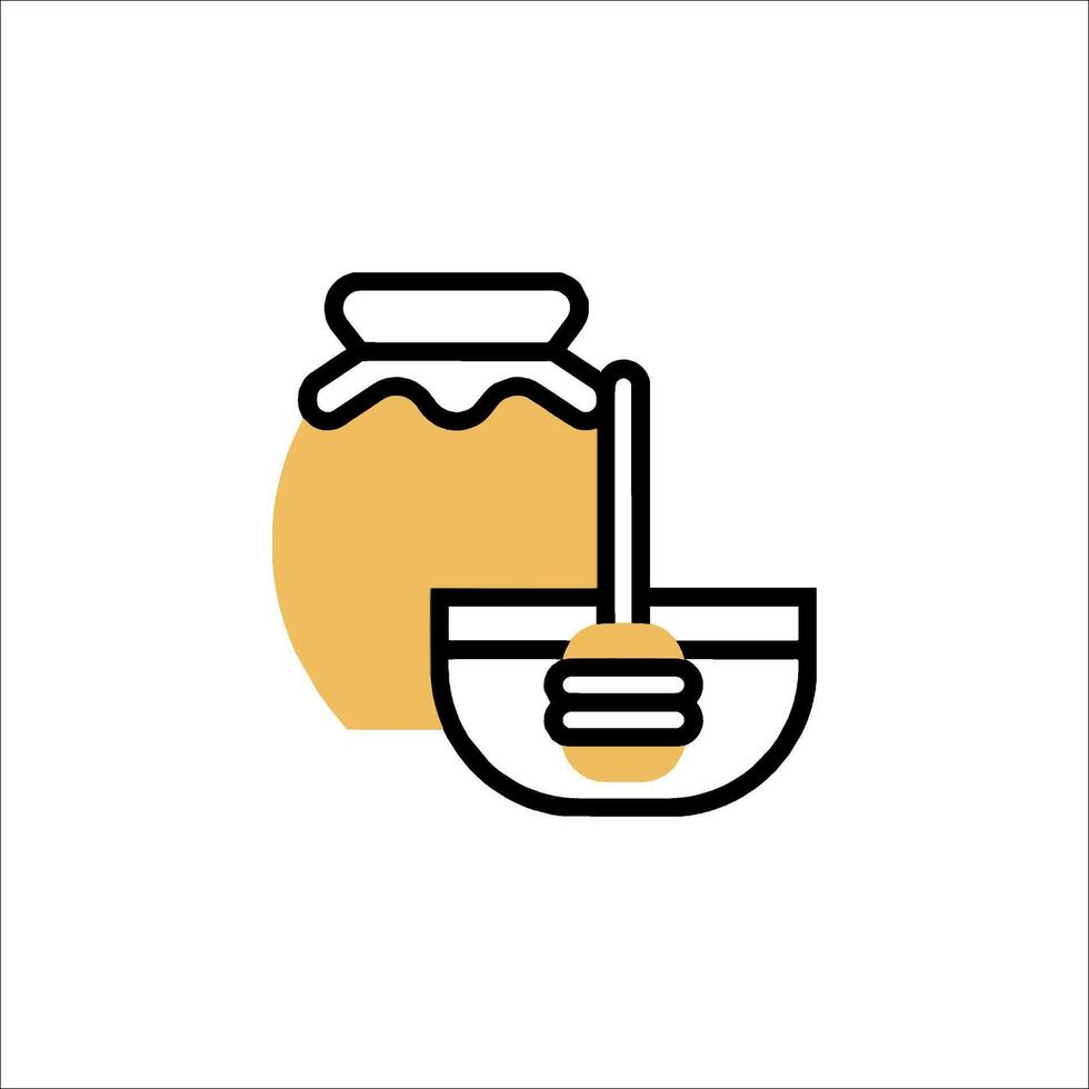 Honey jar and spoon icon on white background vector