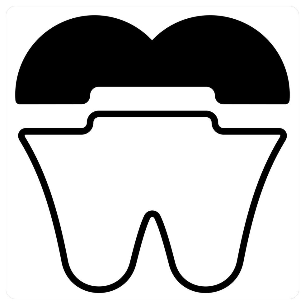 Dental Crown icon concept in black duo line color vector