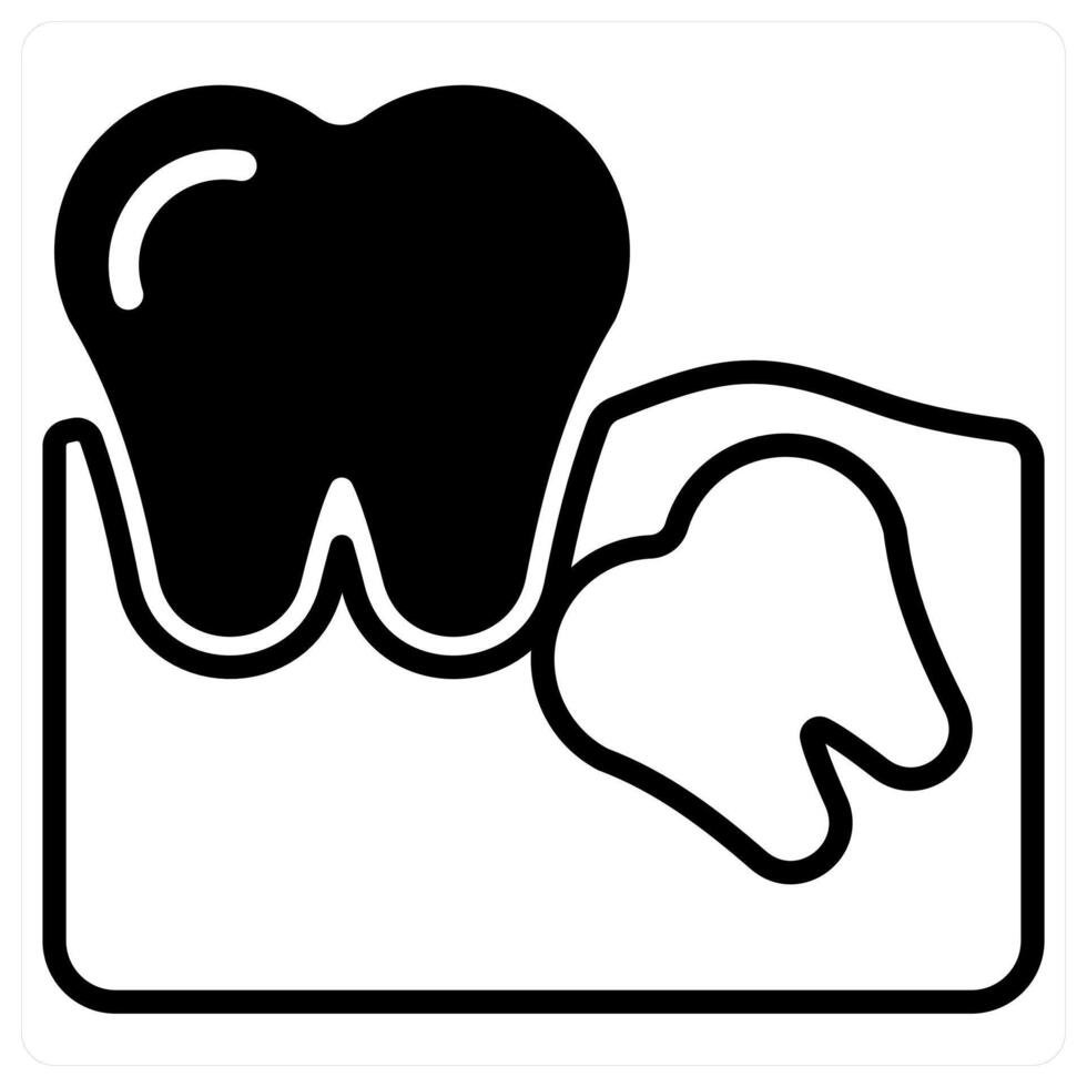 Wisdom Tooth icon concept in black duo line color vector