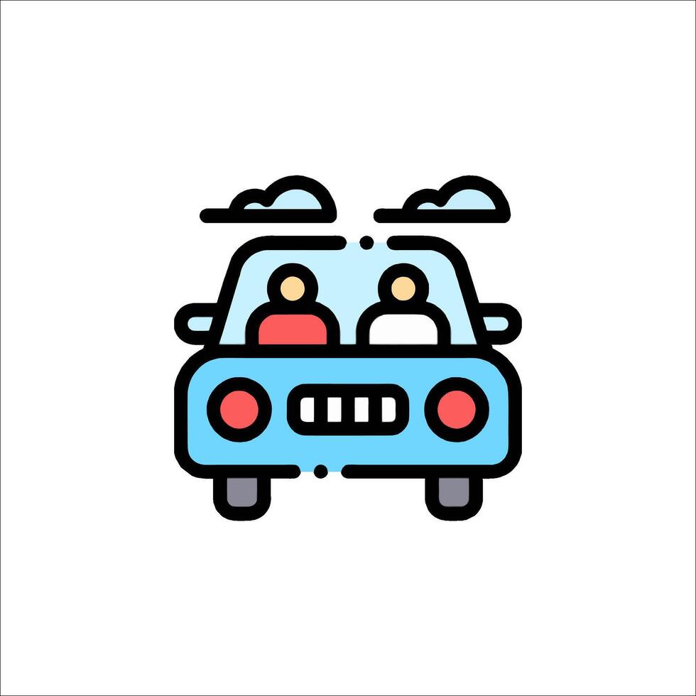 Car icon with two people inside vector