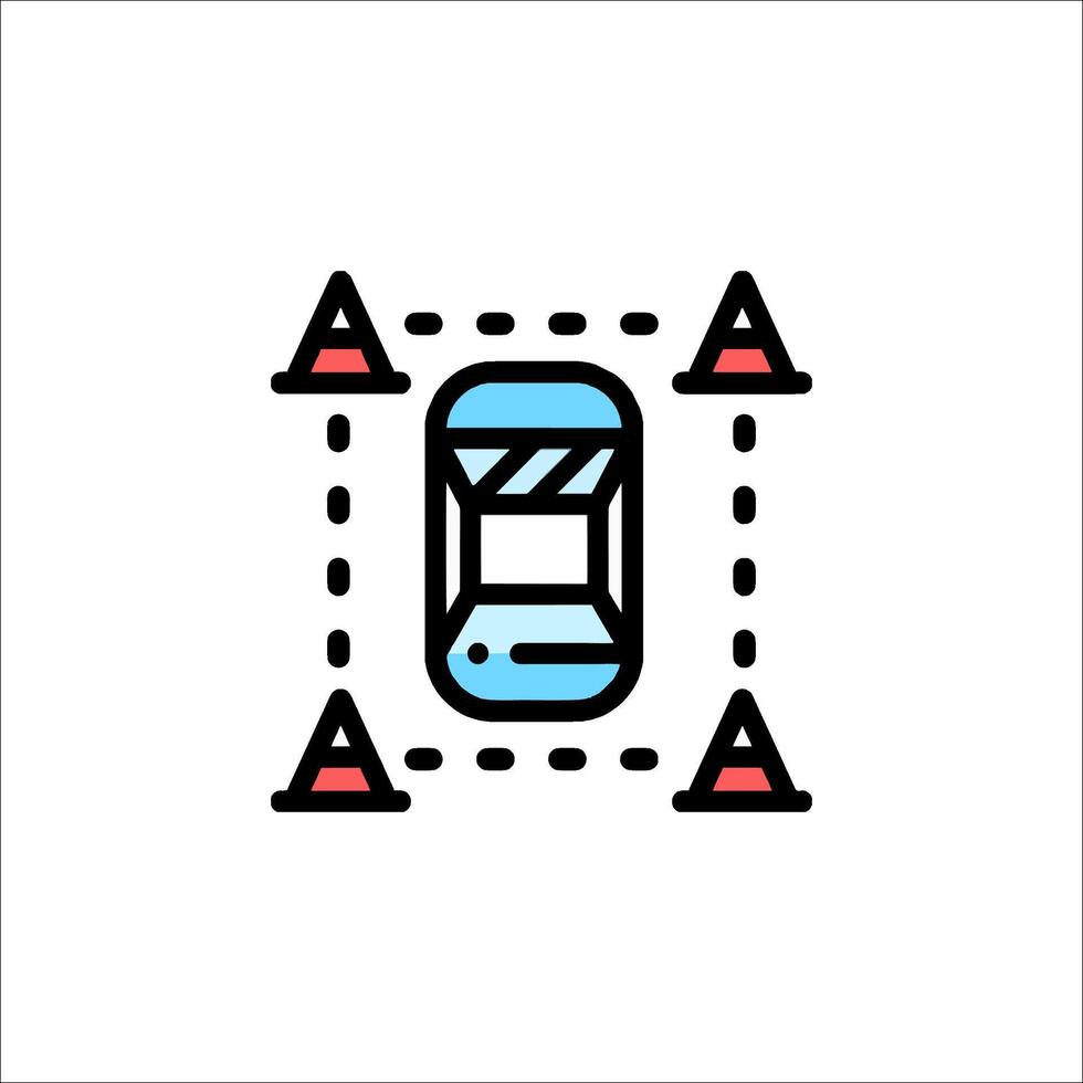 A car is surrounded by traffic cones vector