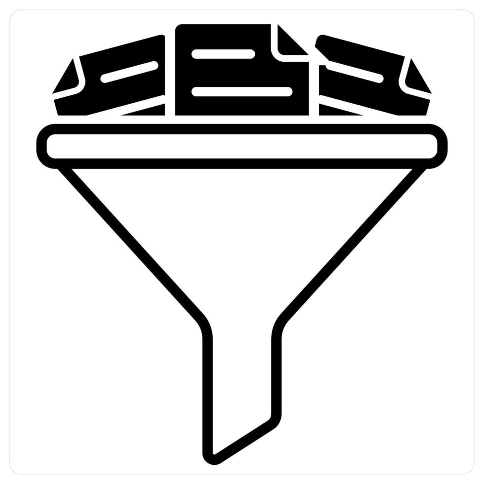 Filtering icon concept in black duo line color vector