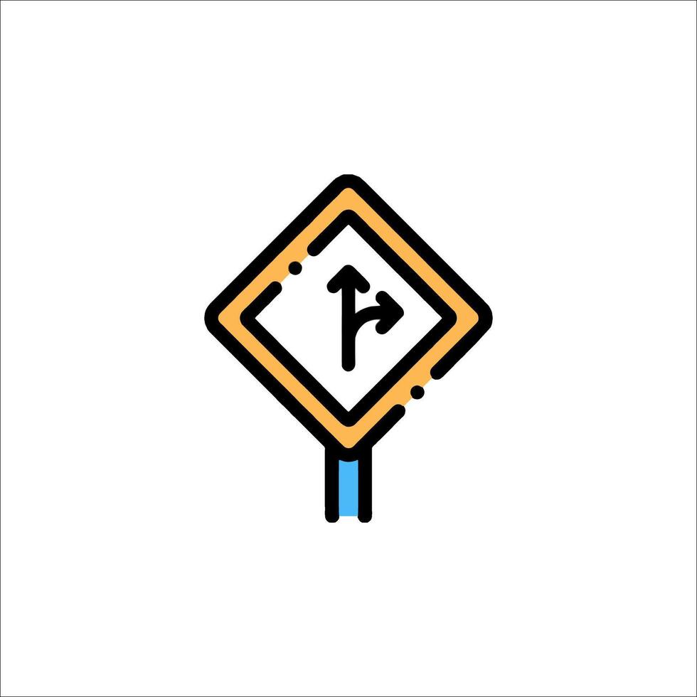 A traffic sign with a yellow and blue arrow vector