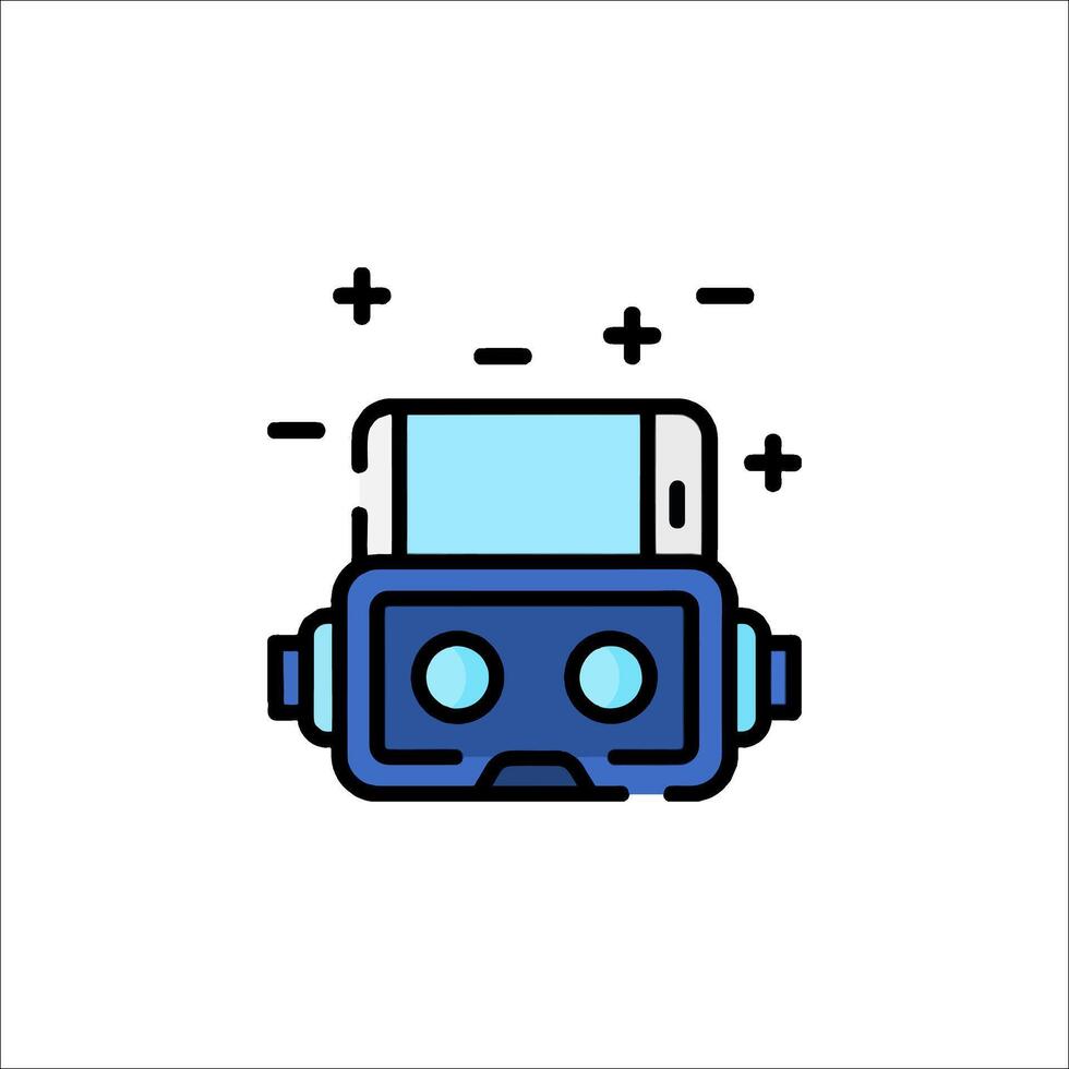 A blue and white icon of a virtual reality headset vector