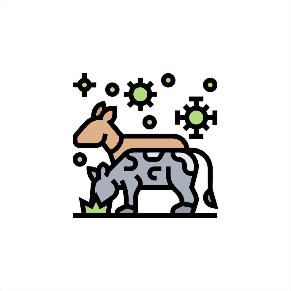 A cow and a horse are standing next to each other vector