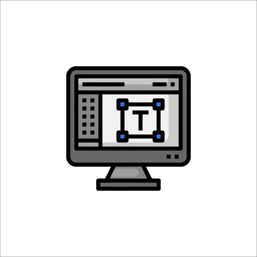 A computer monitor with a t on it vector