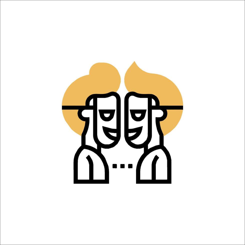 Two people are talking in a line with a speech bubble vector