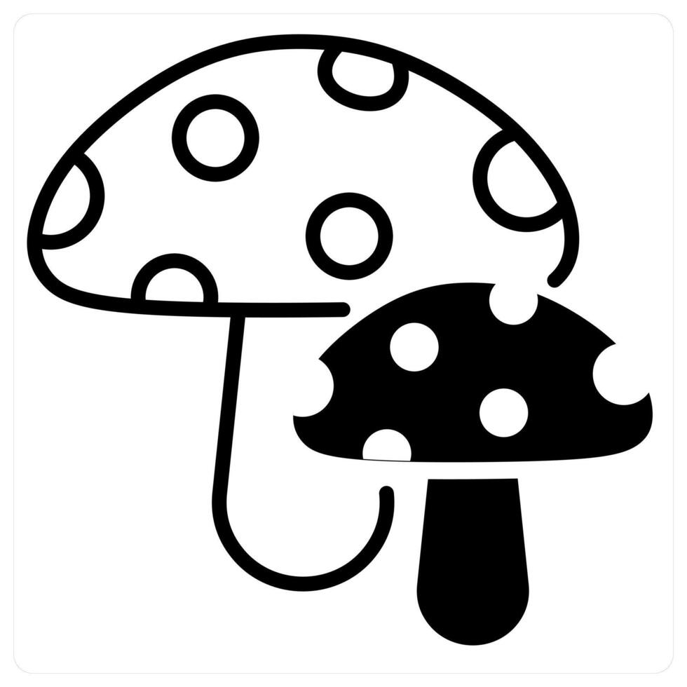 Mushrooms icon concept in black duo line color vector