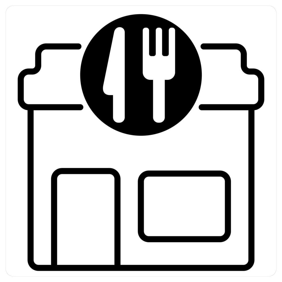 Restaurant icon concept in black duo line color vector