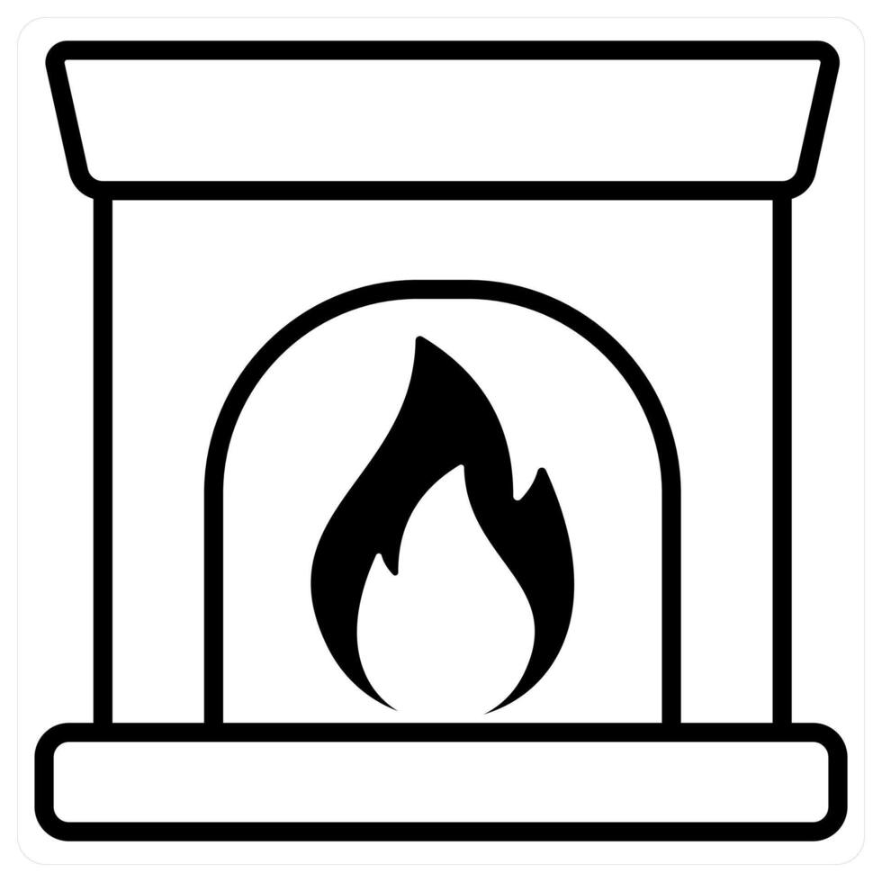 Fireplace icon concept in black duo line color vector