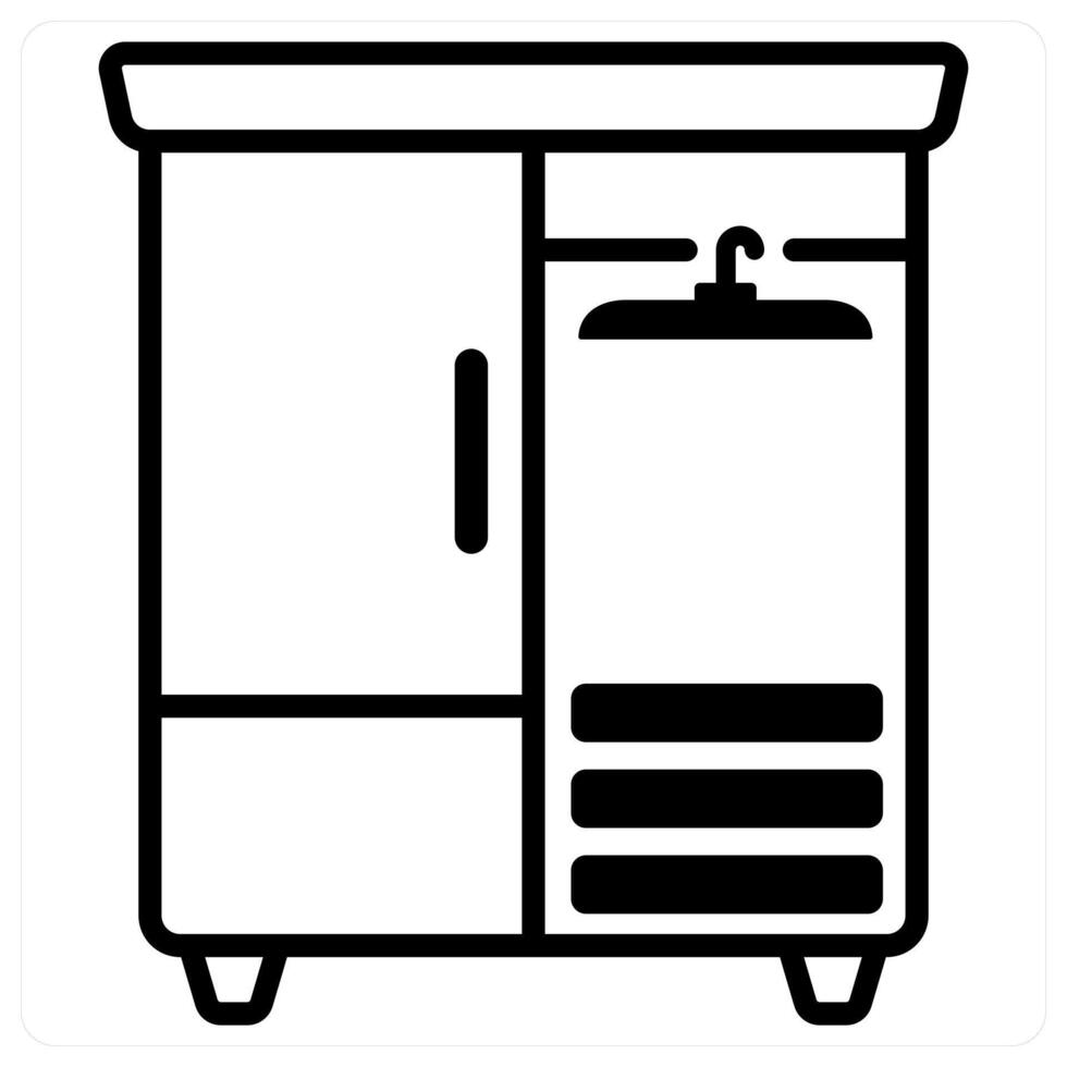 Wardrobe icon concept in black duo line color vector