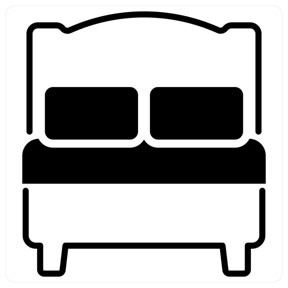 Bed icon concept in black duo line color vector