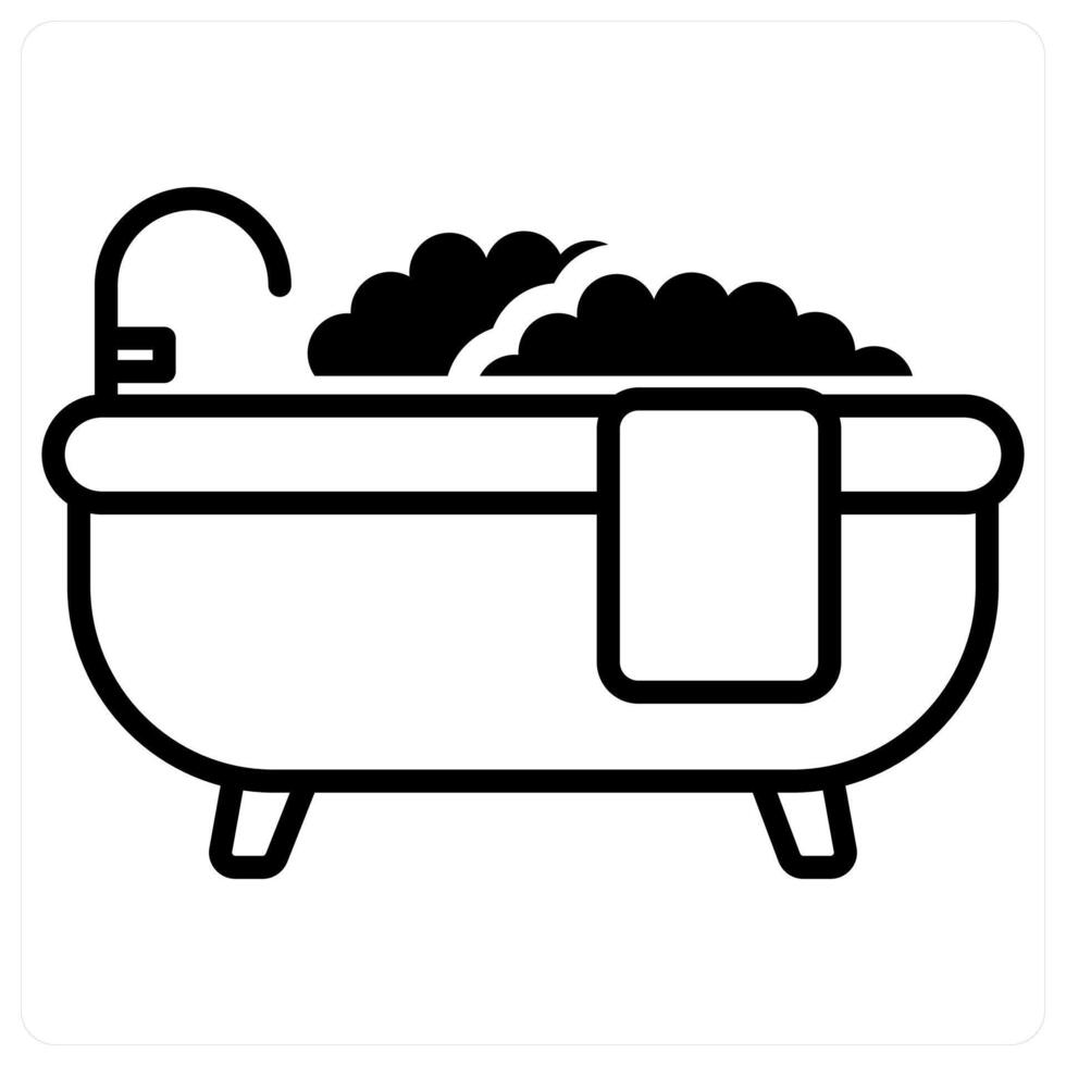 Bath Tub icon concept in black duo line color vector