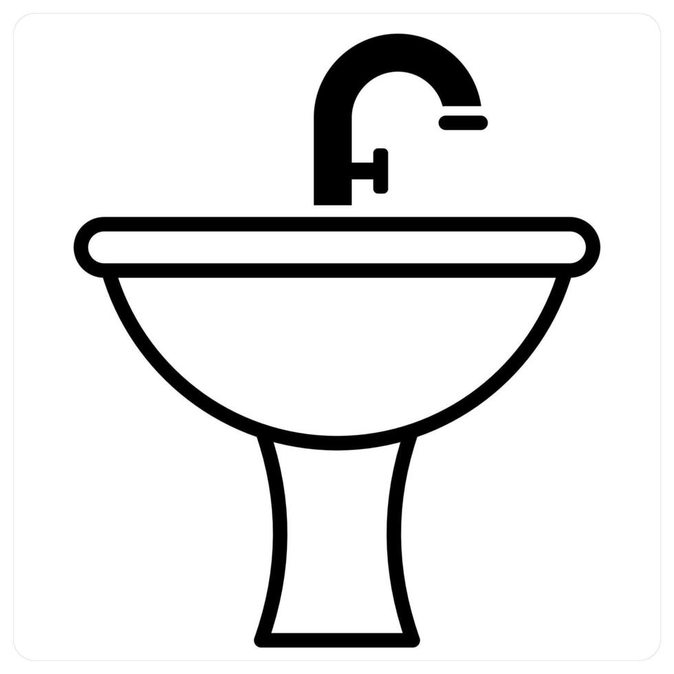 Washbasin icon concept in black duo line color vector
