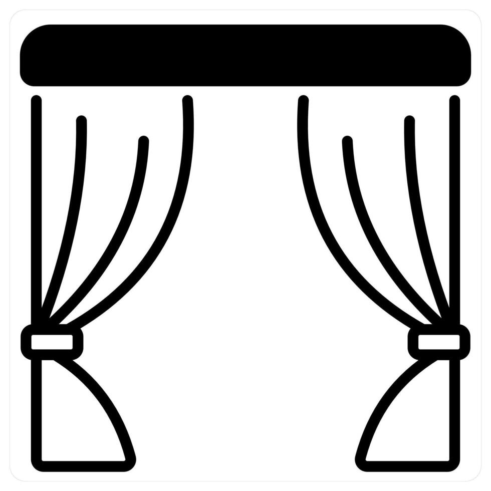 Curtains icon concept in black duo line color vector