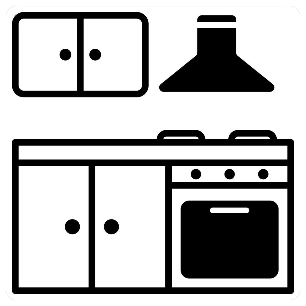 Kitchen icon concept in black duo line color vector