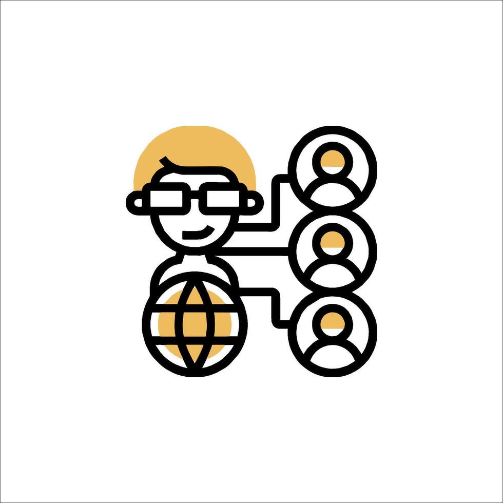 A person with glasses and a globe icon vector