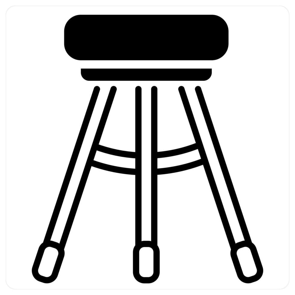 Bar Stool icon concept in black duo line color vector