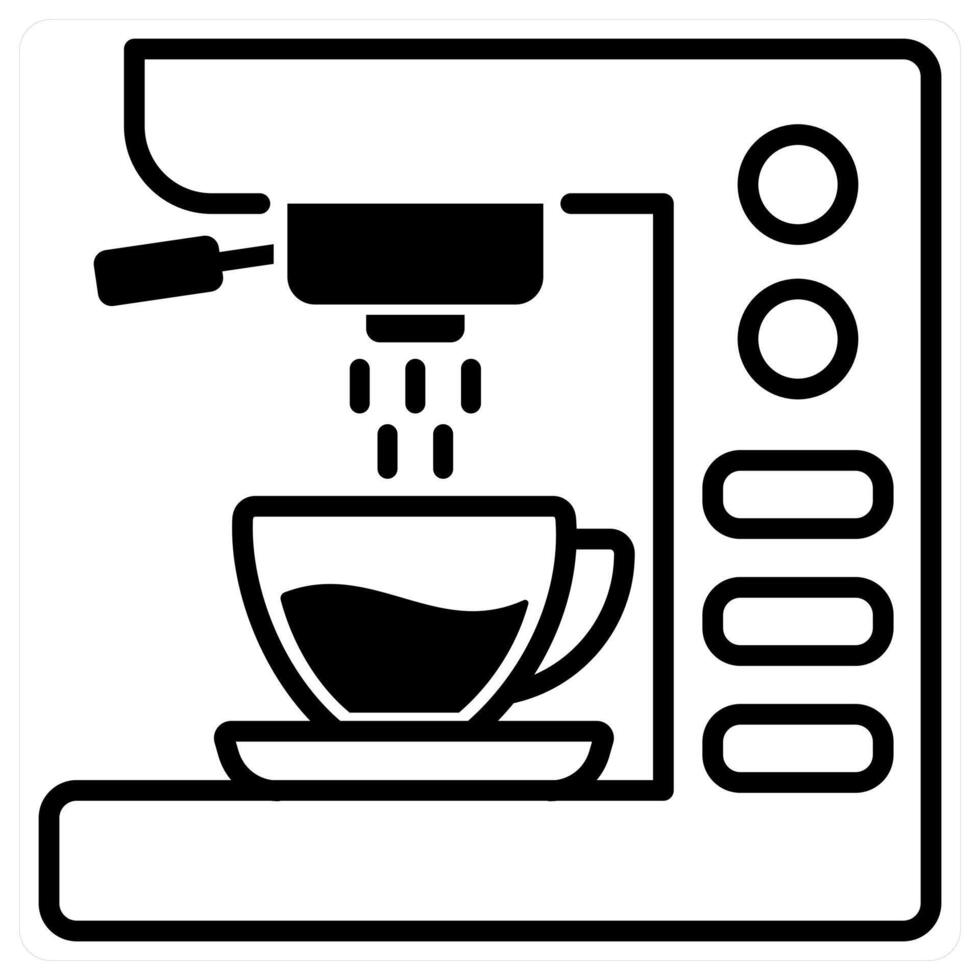Coffee Machine icon concept in black duo line color vector