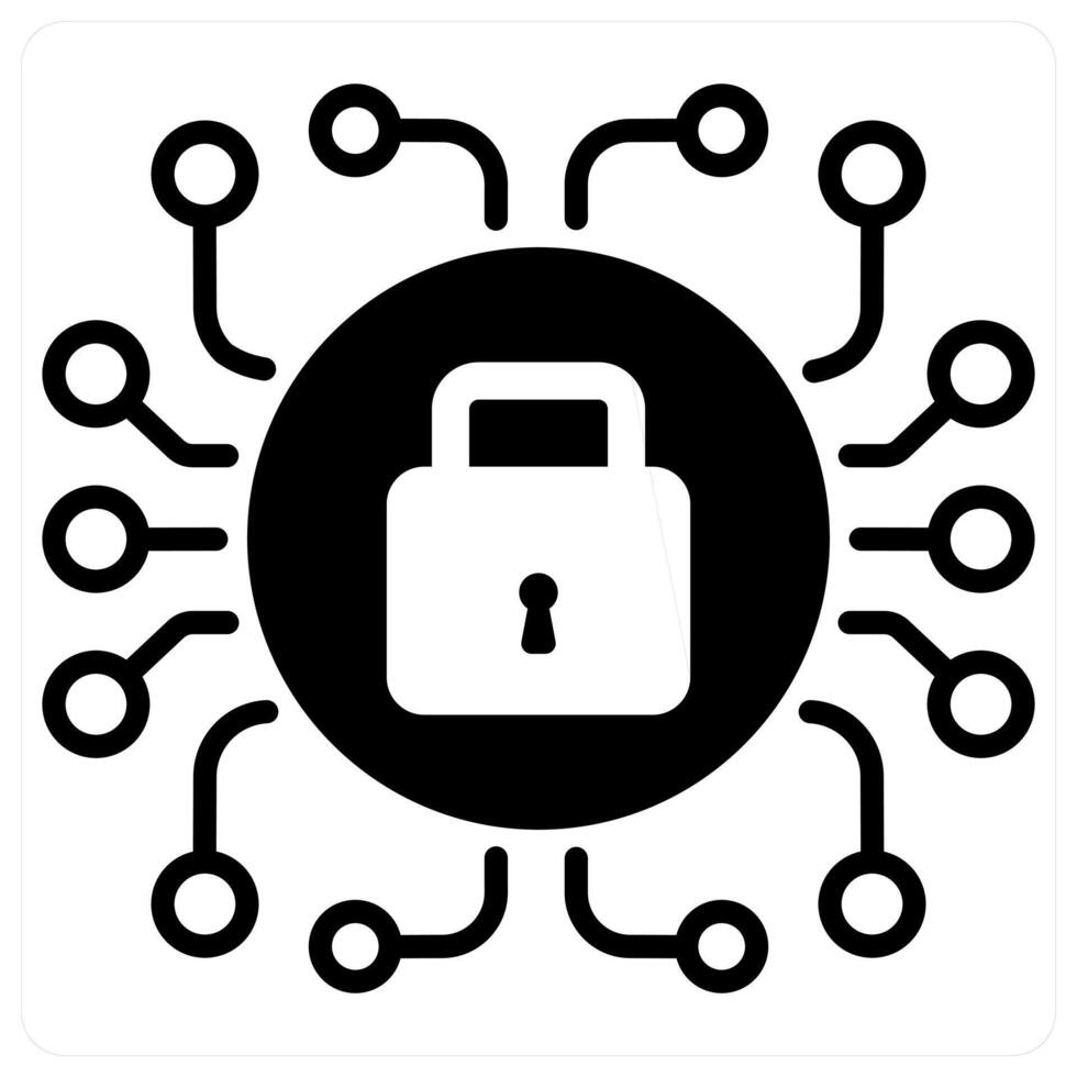 Technical Security icon concept in black duo line color vector