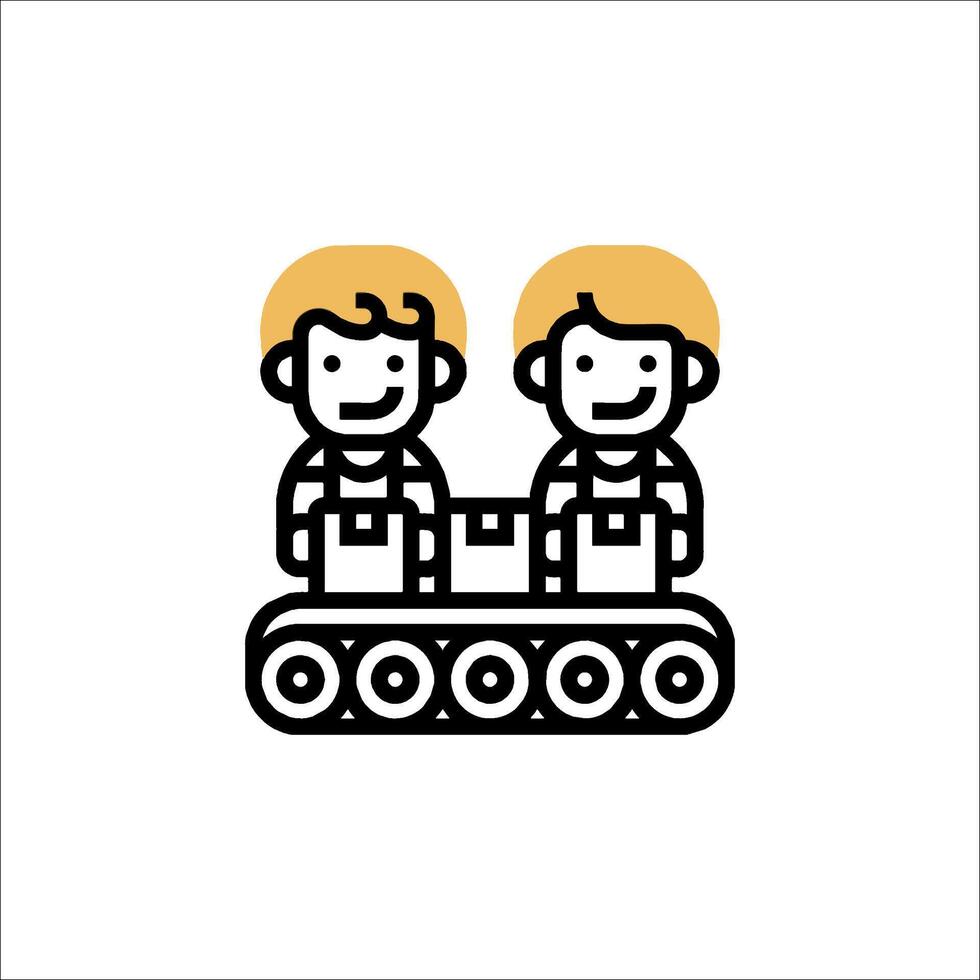 Two people are sitting on a tank icon vector