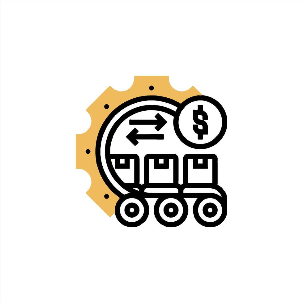 A black and white icon of a train with a dollar sign vector