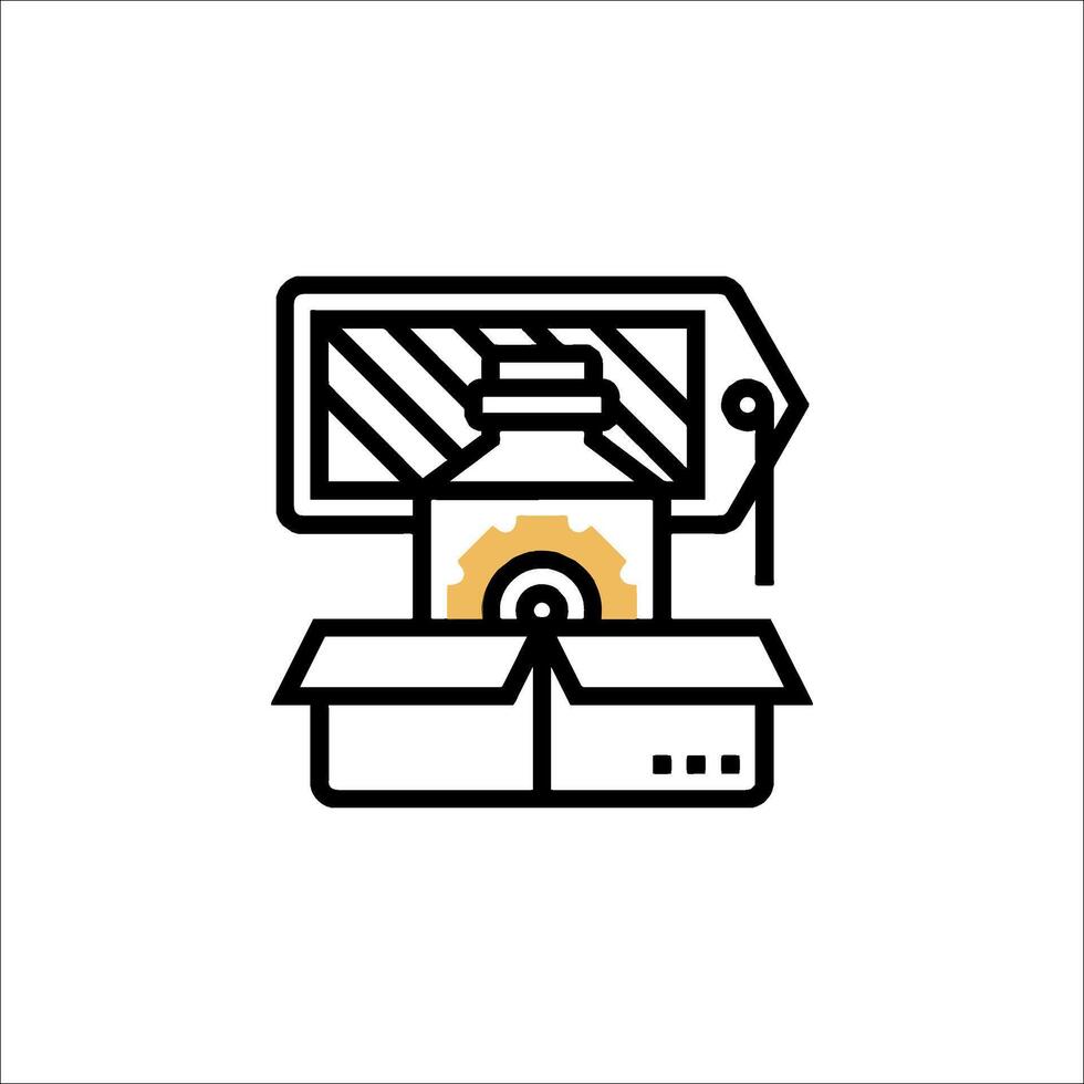 A box with a bottle on it and a label on it vector