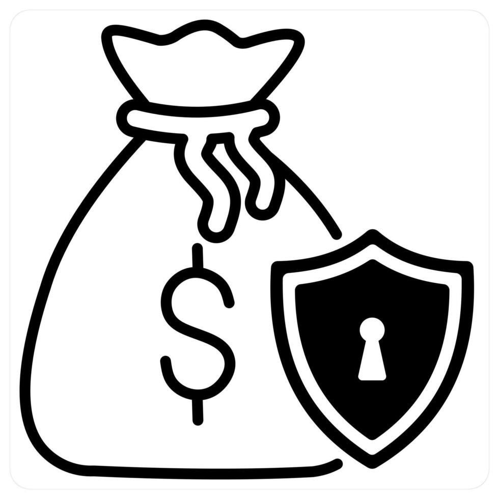 Money Protection icon concept in black duo line color vector