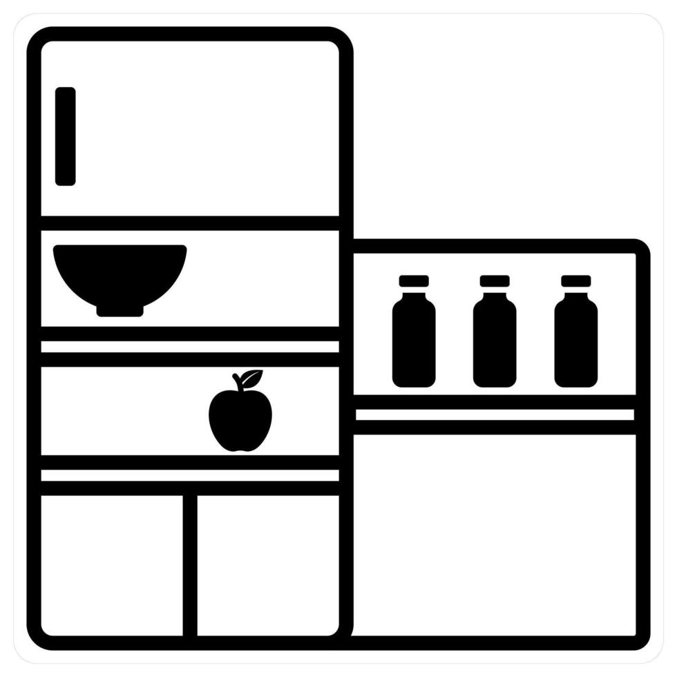 Refrigerator and cooling icon concept in black duo line color vector