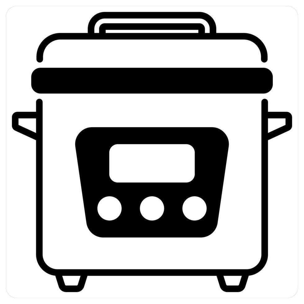 Electric Cooker icon concept in black duo line color vector