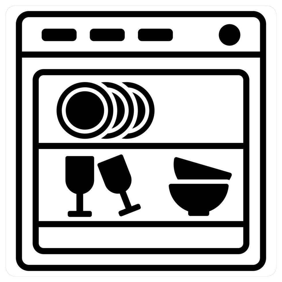Dishwasher icon concept in black duo line color vector