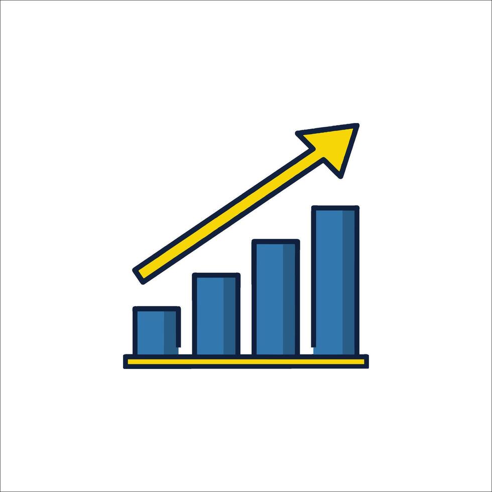 A graph chart with an arrow going up vector