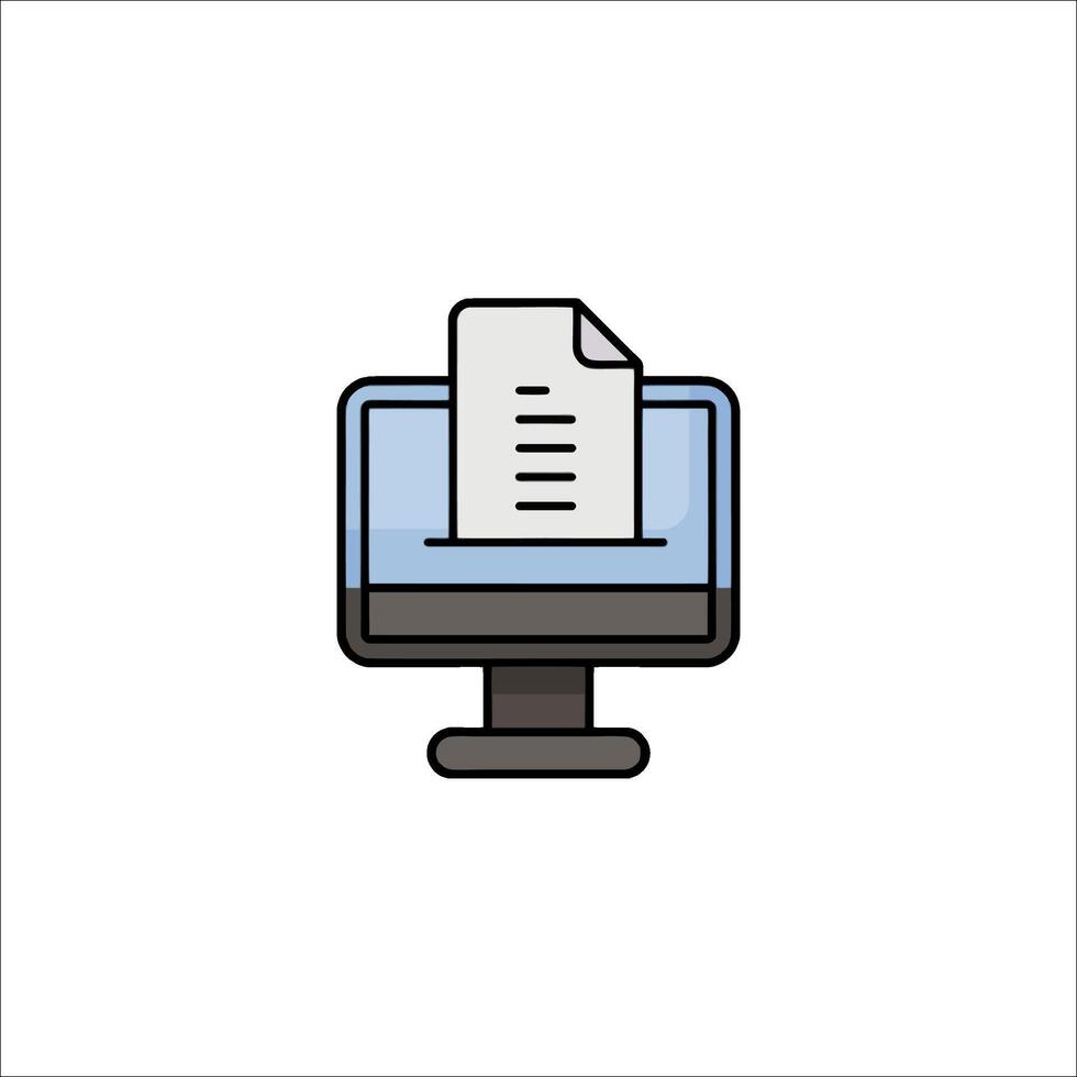 A computer monitor with a paper document on it vector