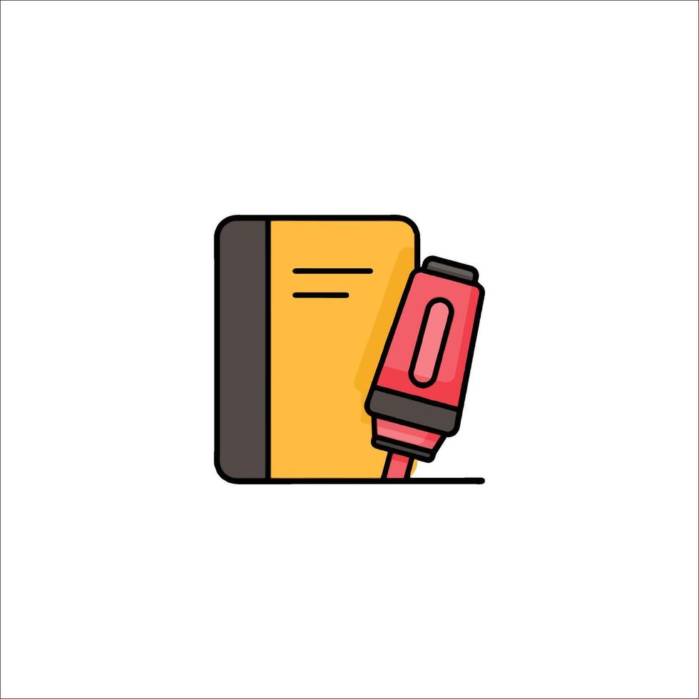 A book and pencil icon on a white background vector