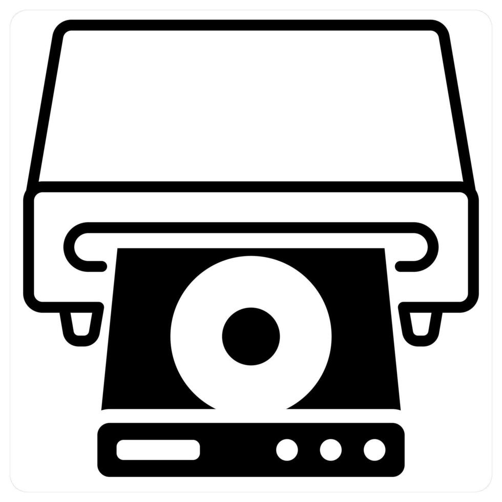 CD Player icon concept in black duo line color vector