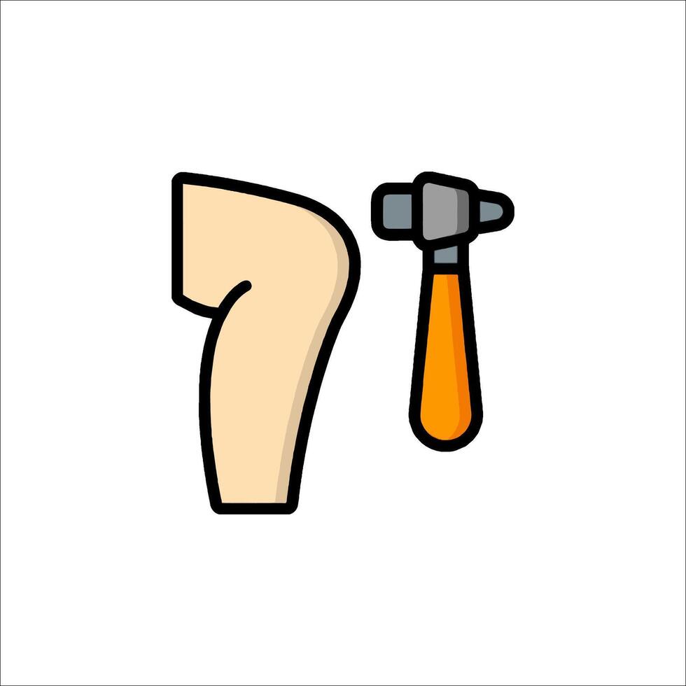 A hammer and a leg with a nail vector